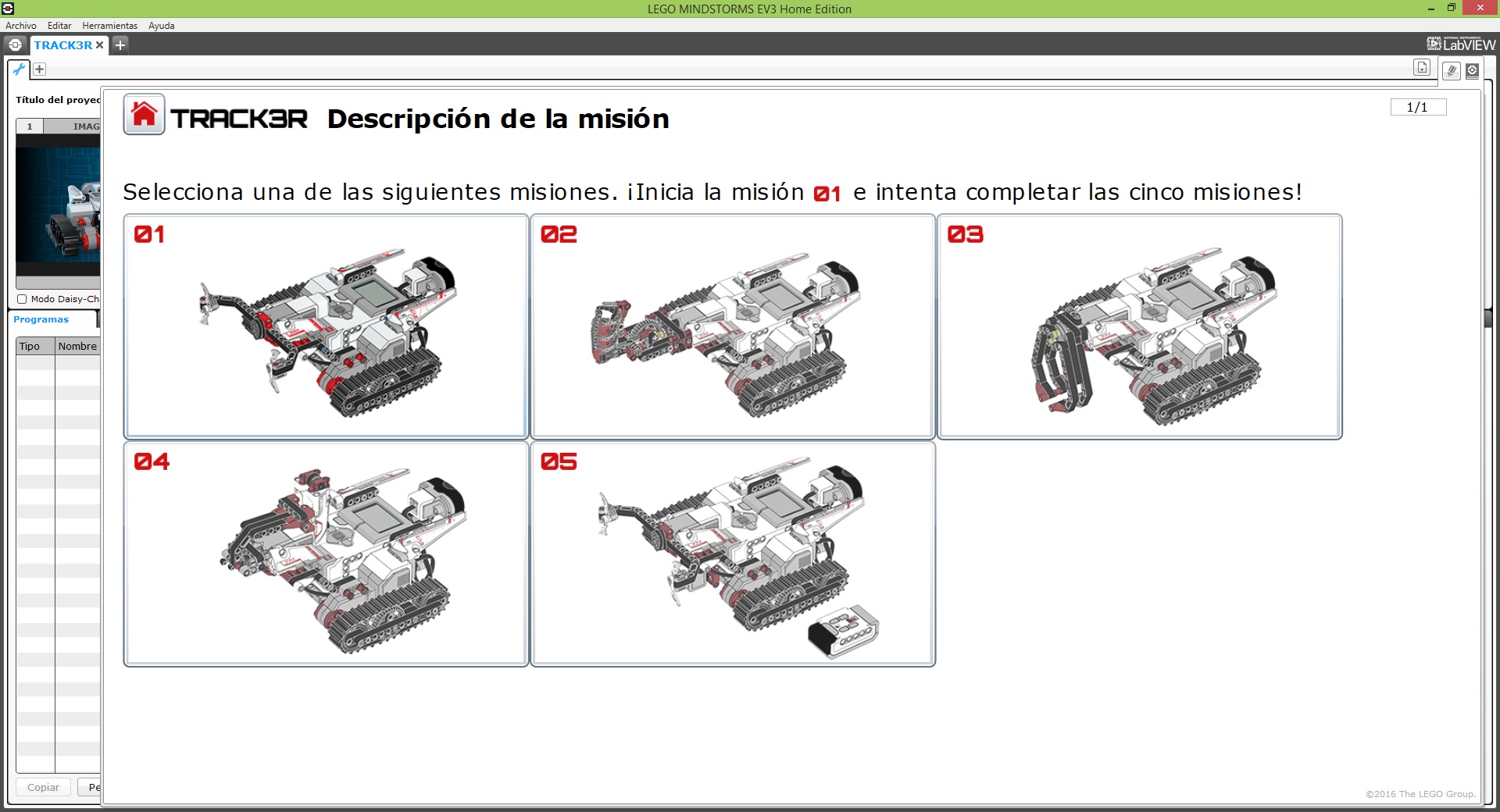 2.3 lego Mindstorm EV3 Home Edition Misiones TRAC3R