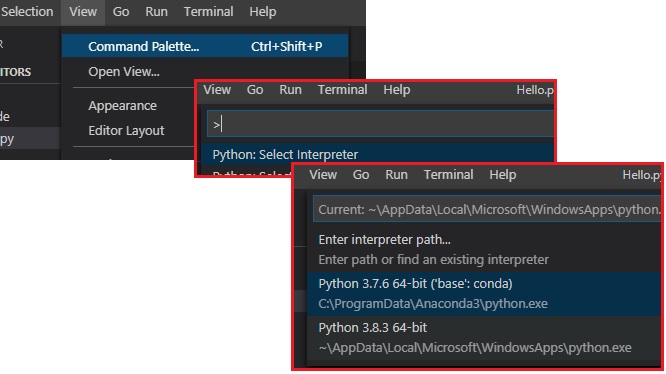 Mayo Figura 7. VS Code Command Palette Python Select Interpreter